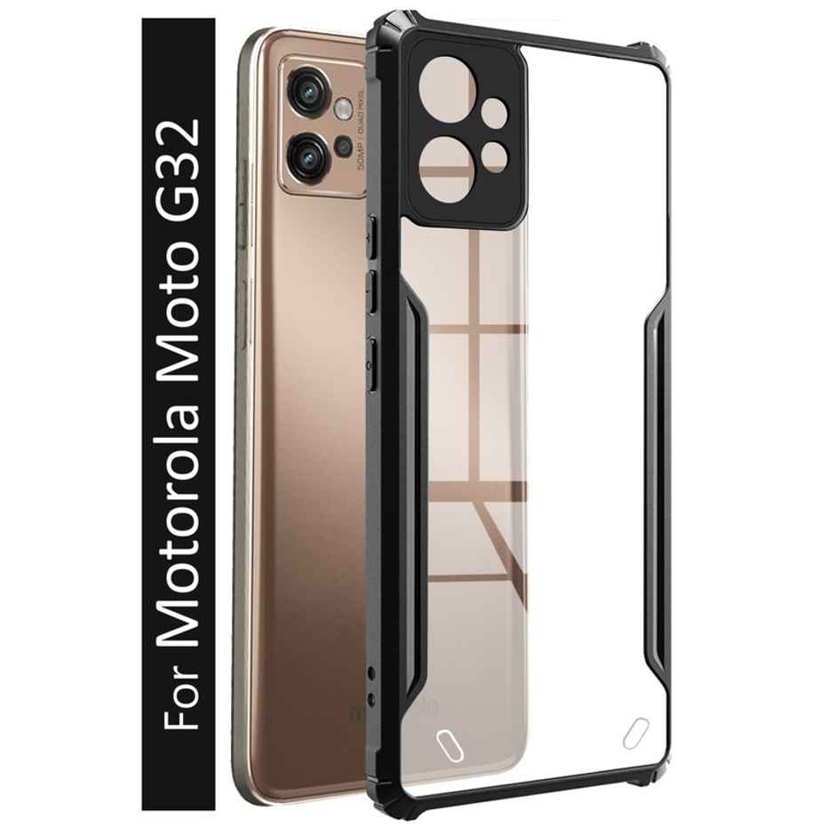 Kwine Case Motorola Moto G32 Back Cover - Black Bordered Transparent Case