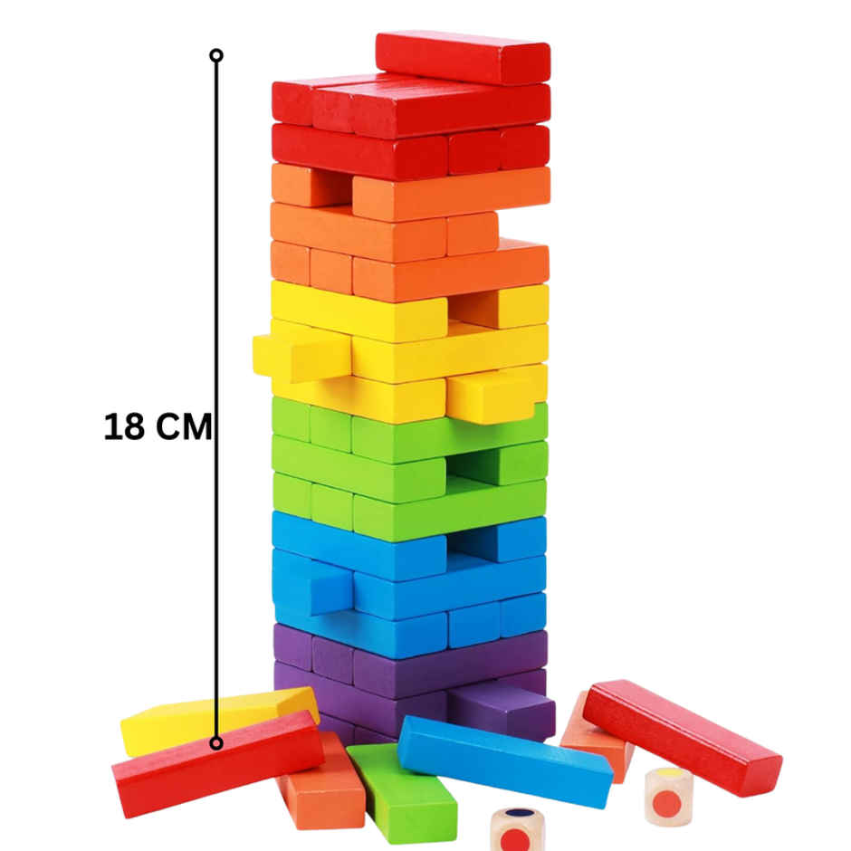 Fablue Multicolor Wooden Stacking & Balancing Tower Puzzle Game for Adult & Kids