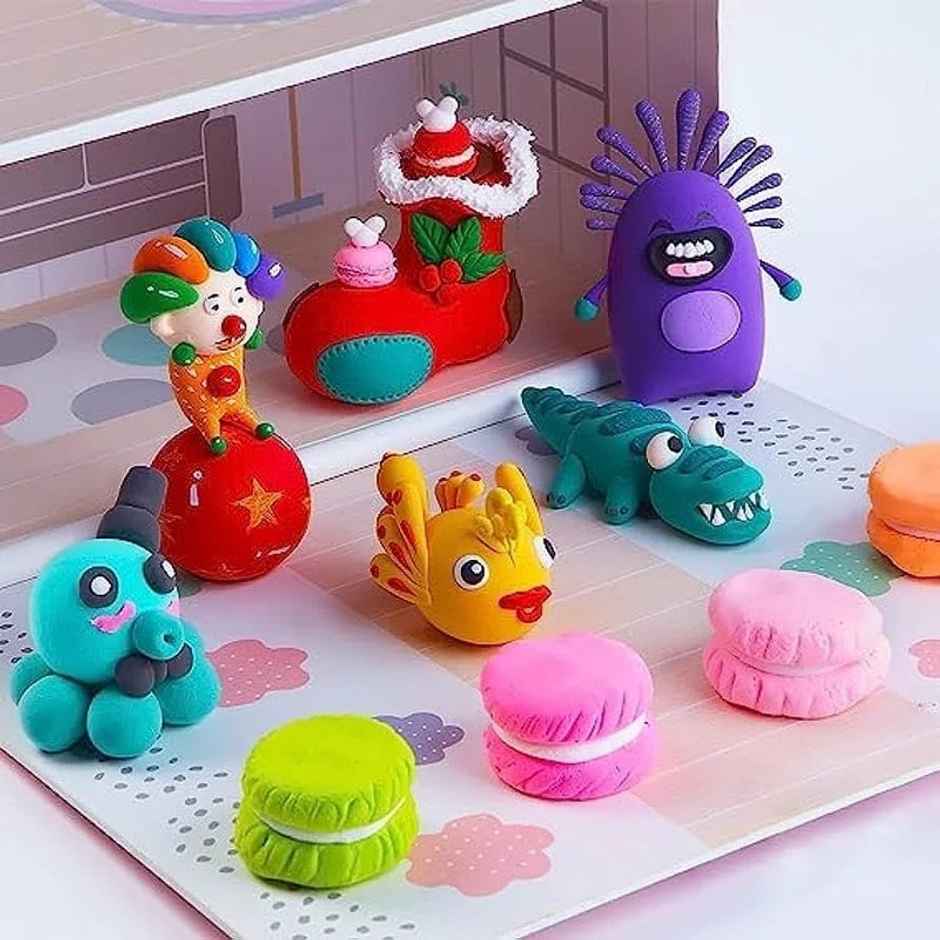 Fablue 12 Pcs Dry Colors Clay Toy for Kids - Creative Art and DIY Crafts Toy Clay for Kids