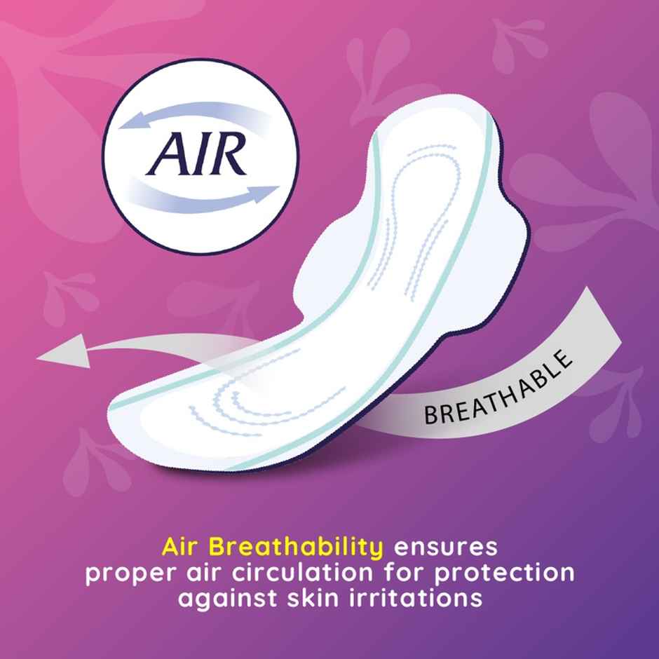 Bella Ultra Night Drai Pads | Breathable | Drai Topsheet | Rash Free Perios | XXL | 14 pcs