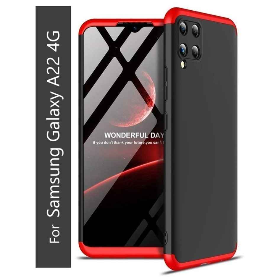 Kwine Case Samsung Galaxy A22 4G Back Cover - 360 Degree Case - Red Color