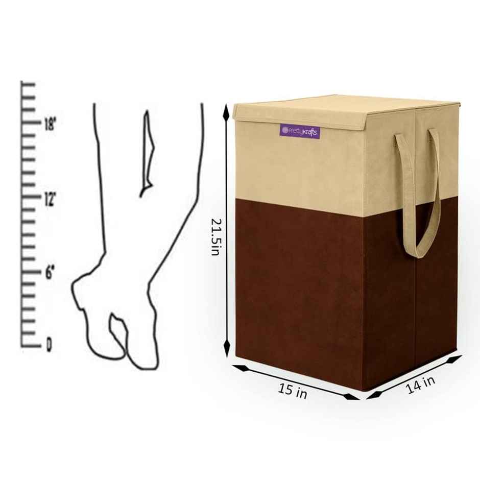 PrettyKrafts 75 L Laundry Basket | Foldable Hamper with Lid for Clothes & Toys - Brown