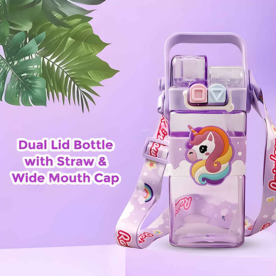 DesignLand Double Mouthed Unicorn Water Bottle | Purple