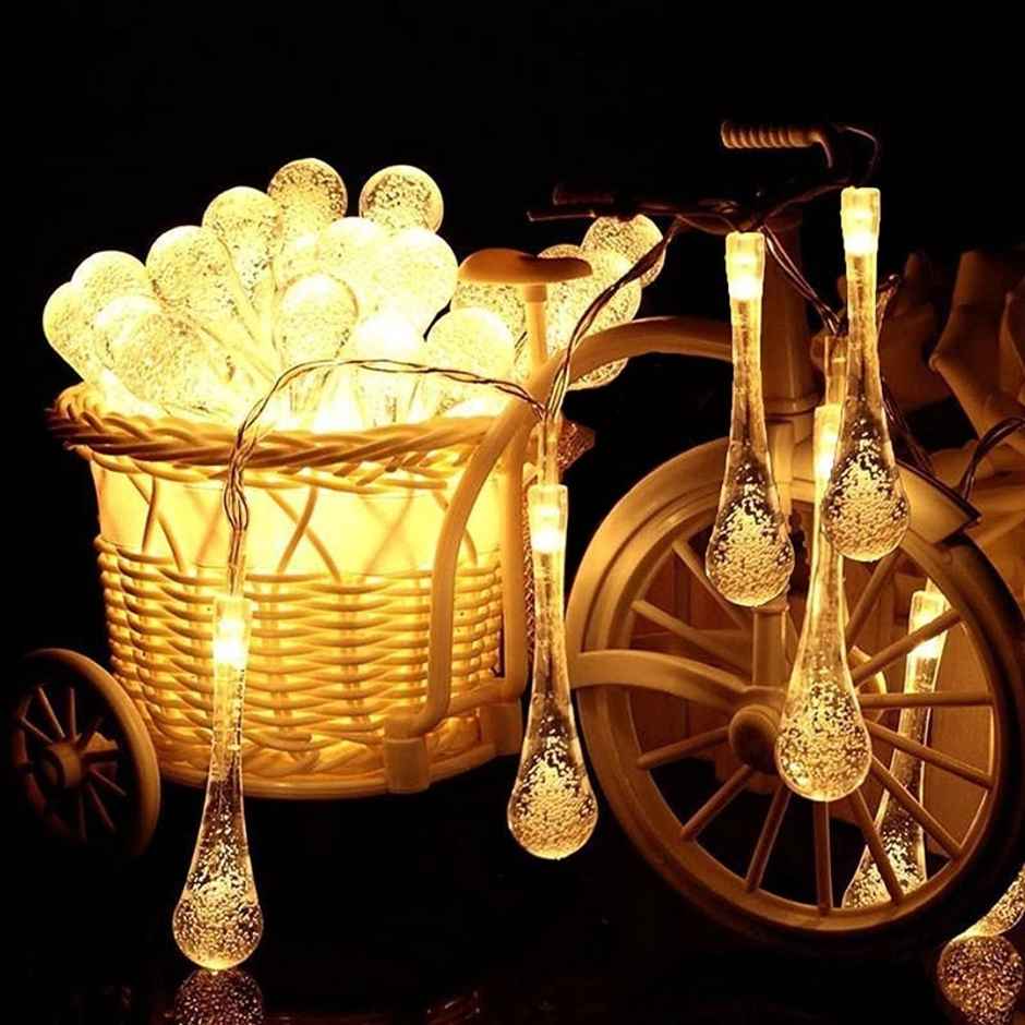 Desidiya Led Water Drop String Light - Warm White Delicate Raindrop Design For A Soothing Glow