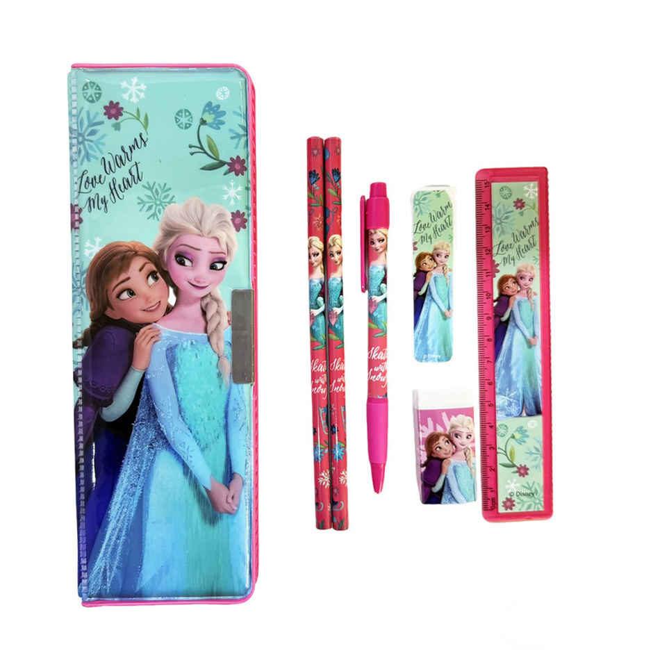 Striders Frozen Kids Stationery Kit | Pencil Box Set with Pen, Pencils, Ruler, Eraser & Sharpener