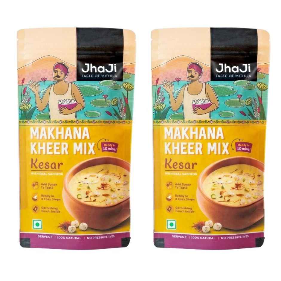 JhaJi Taste of Mithila Instant Makhana Kheer Mix Kesar Flavor