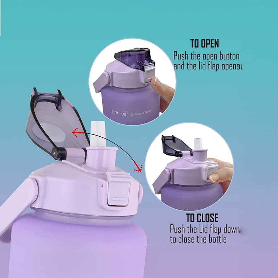 Fablue Plastic Motivational Time Mark Water Bottle | Multicolour