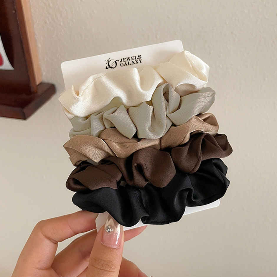 Jewels Galaxy Multicolor Regular-Use Satin Scrunchies