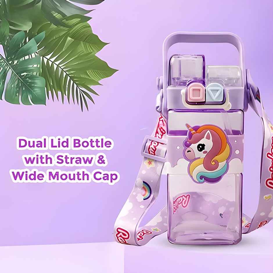 DesignLand Double Mouthed Unicorn Water Bottle | Purple | 520 ml
