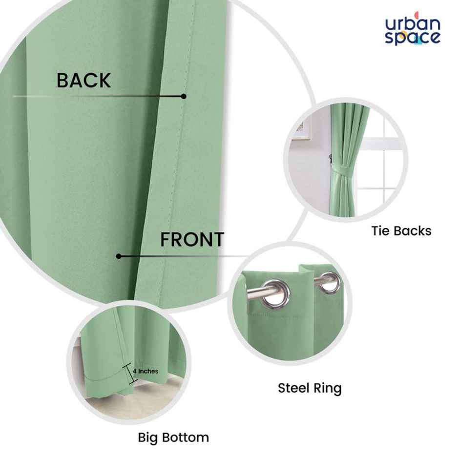 Urban Space Blackout Window Curtains, 5 feet, Set of 2 Curtains, Sage Green