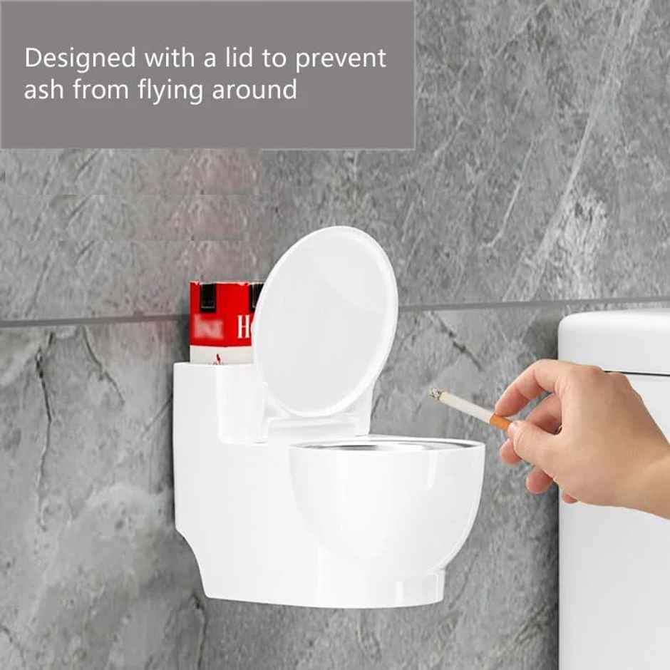 Desidiya Ceramic Black Toilet Ashtray, Stylish Cigarette Holder For Bathroom