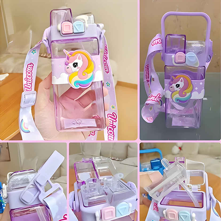 DesignLand Double Mouthed Unicorn Water Bottle | Purple