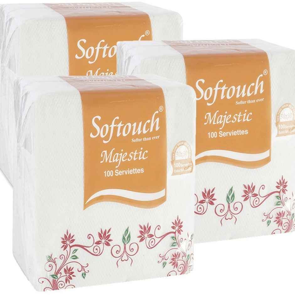 Softouch Tissue Paper Napkins 100 Pcs. Each- Set Of 3 (Multicolour)