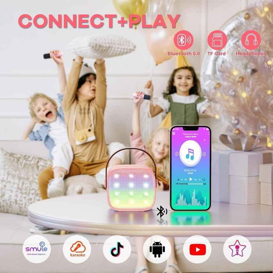 Fablue Mini Karaoke Speaker with Mic Wireless Portable Bluetooth Speaker for Kids | Multicolour