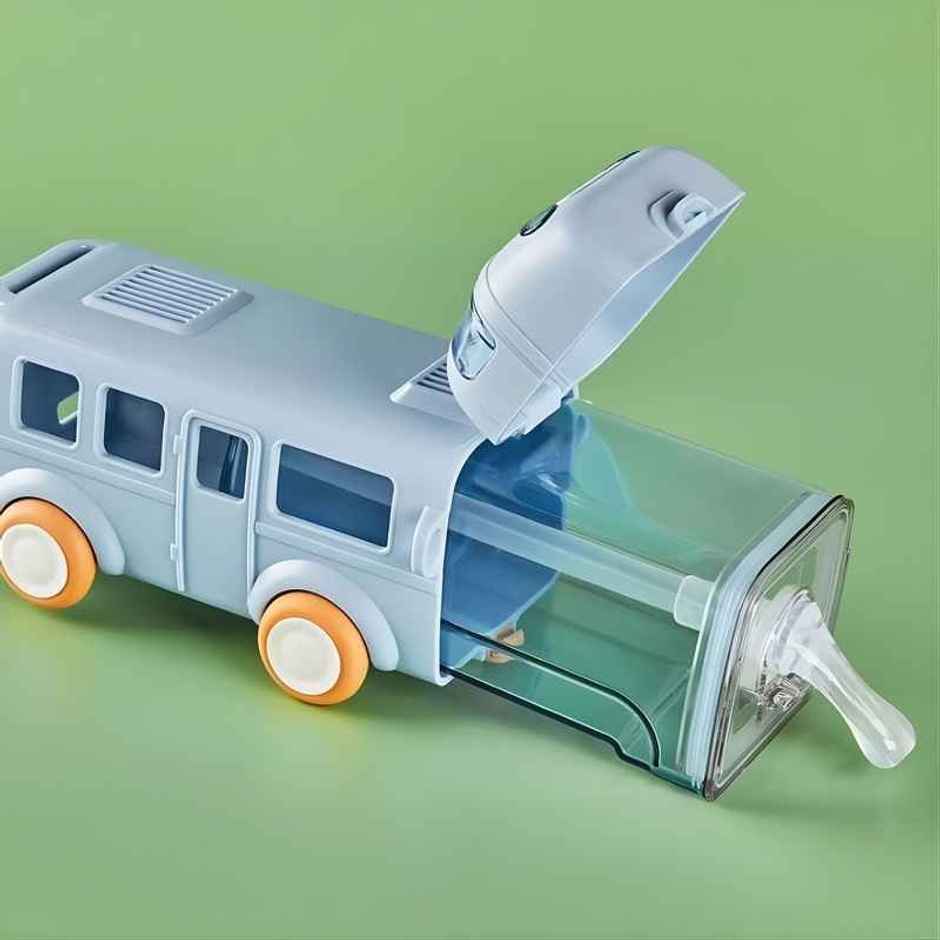 DesignLand School Bus Pink Sipper Water Bottle | Blue | 500 ml