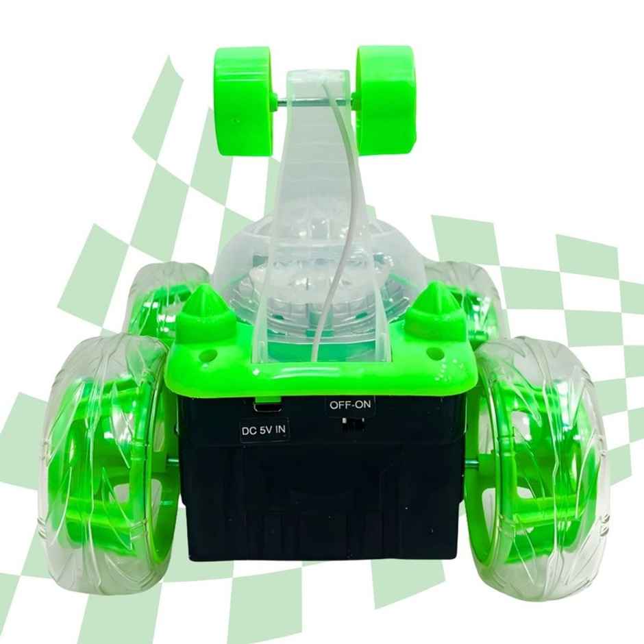 Fablue Rotating Rolling Remote Control Car for Kids - 360 Degree Rotating Car Toy for Kids - Green