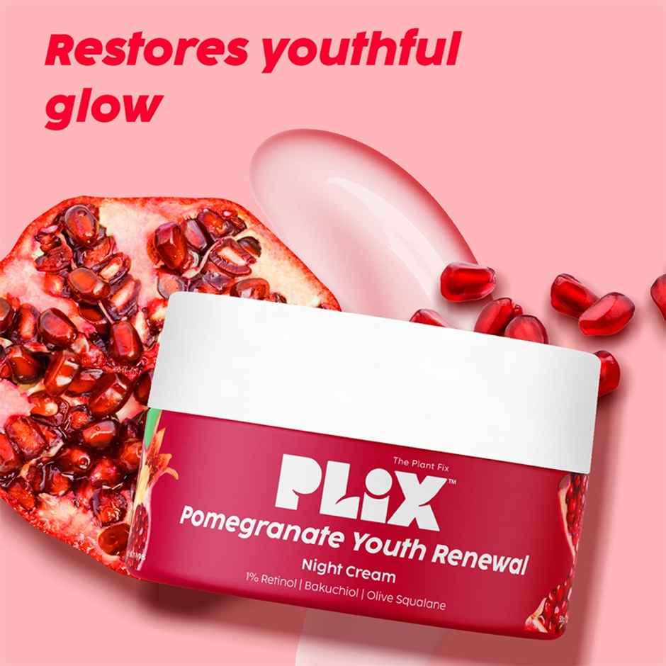 Plix The Plant Fix Pomegranate 1.20% Retinol & 1% Bakuchi Oil Anti Ageing Night Cream Combo