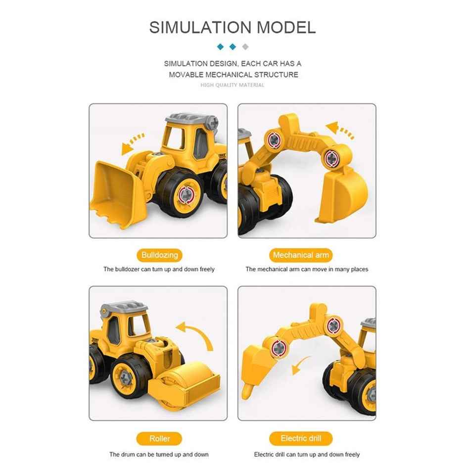 Fablue Construction Vehicles Trucks Toy for Kids - 4 Pcs Truck Cars for Kids