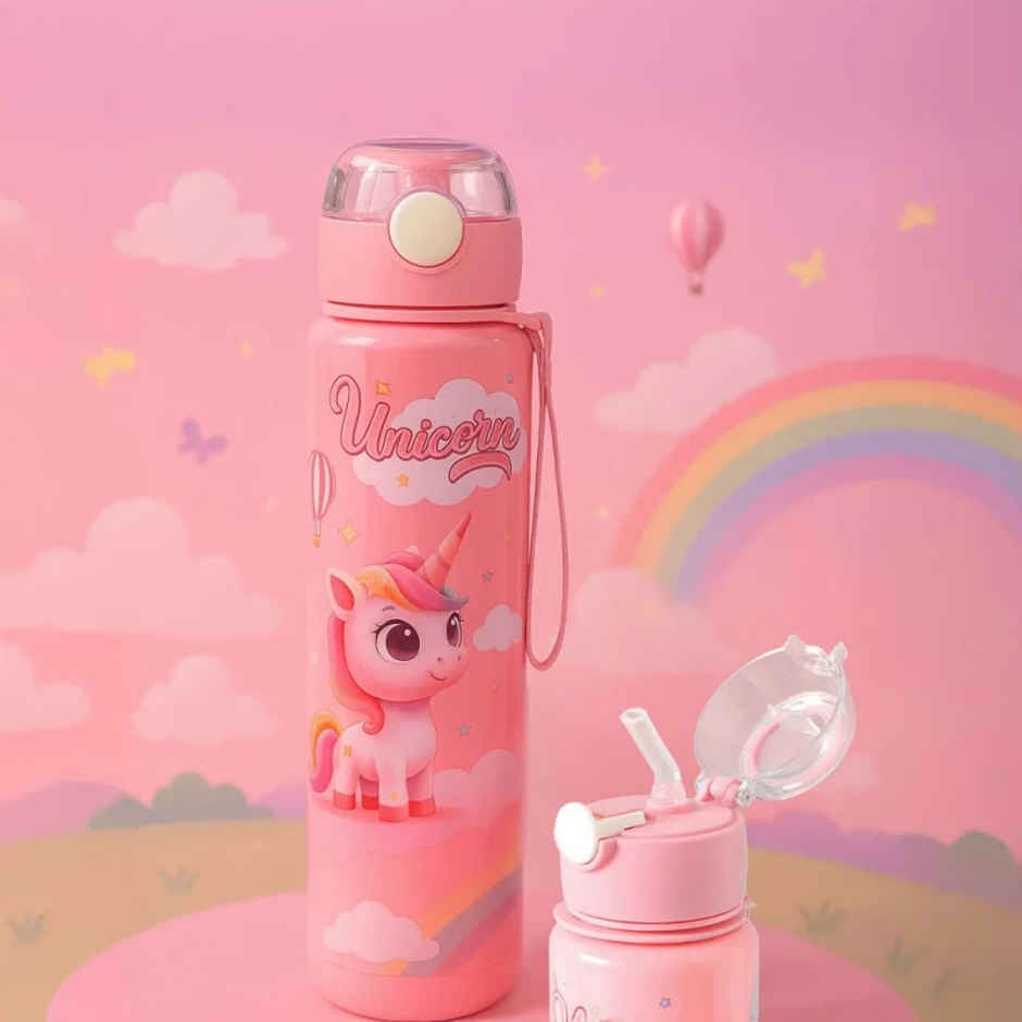 Fablue Unicorn Sipper Kids Bottle | Light Pink