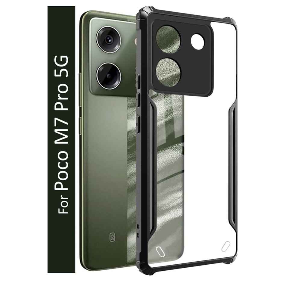 Kwine Case Poco M7 Pro 5G Back Cover - Black Bordered Transparent Case