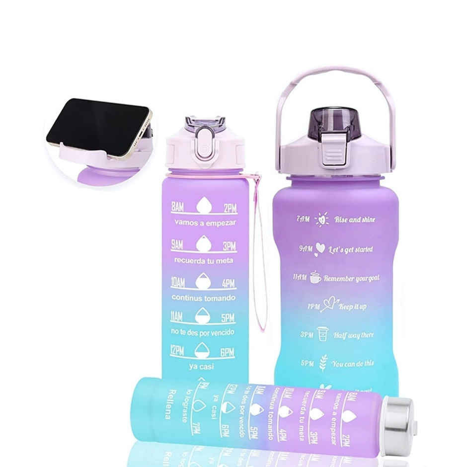 Fablue Plastic Motivational Time Mark Water Bottle | Multicolour