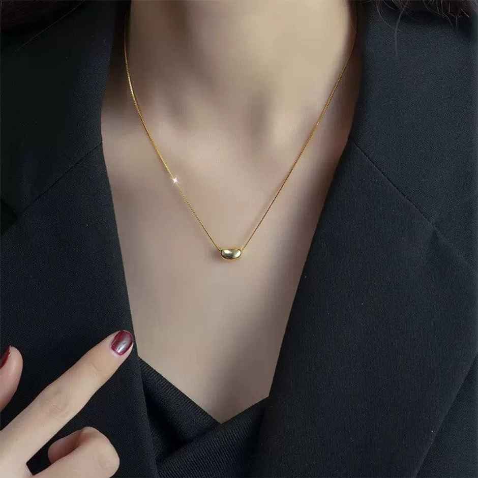 Just Lil Things Golden Pebble Pendant Gold Necklace | jltzn0016