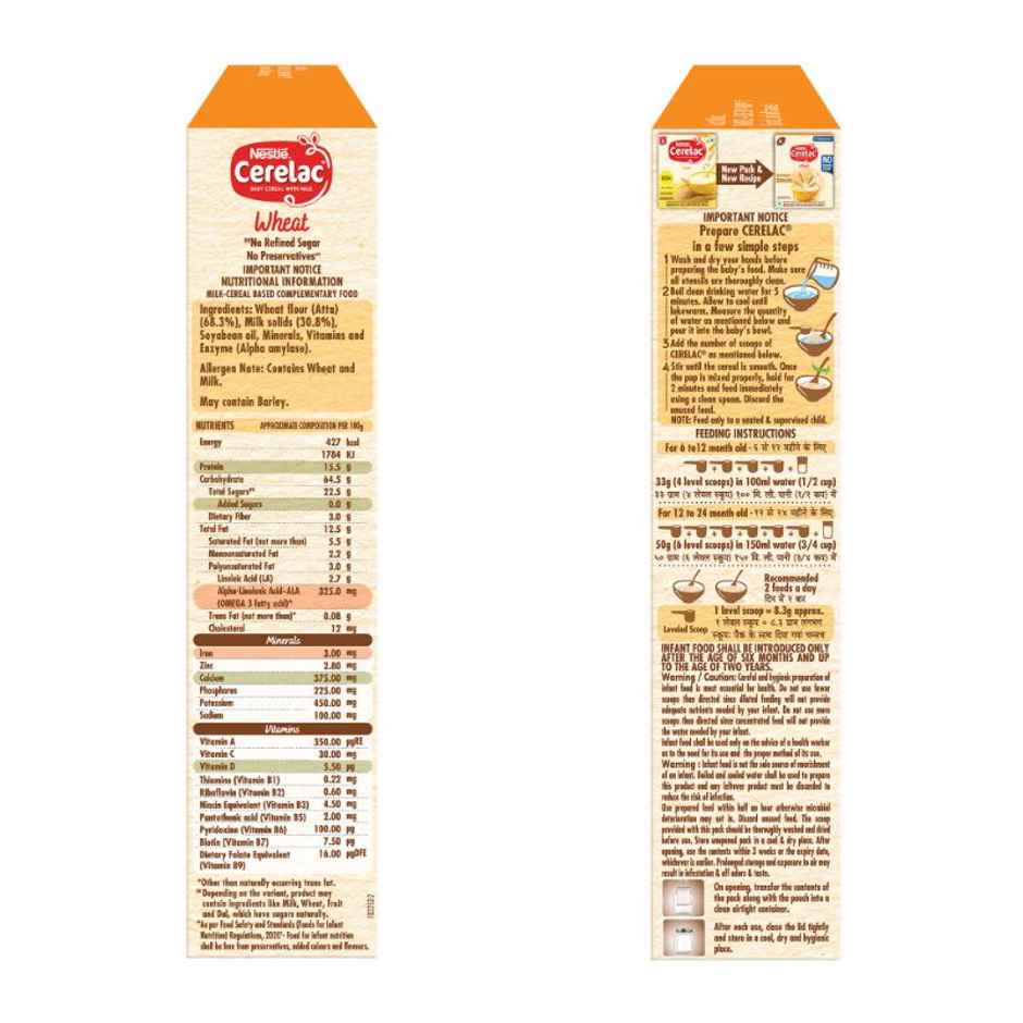 Nestle CERELAC Wheat Baby Food Cereal, No Refined Sugar & No Preservatives