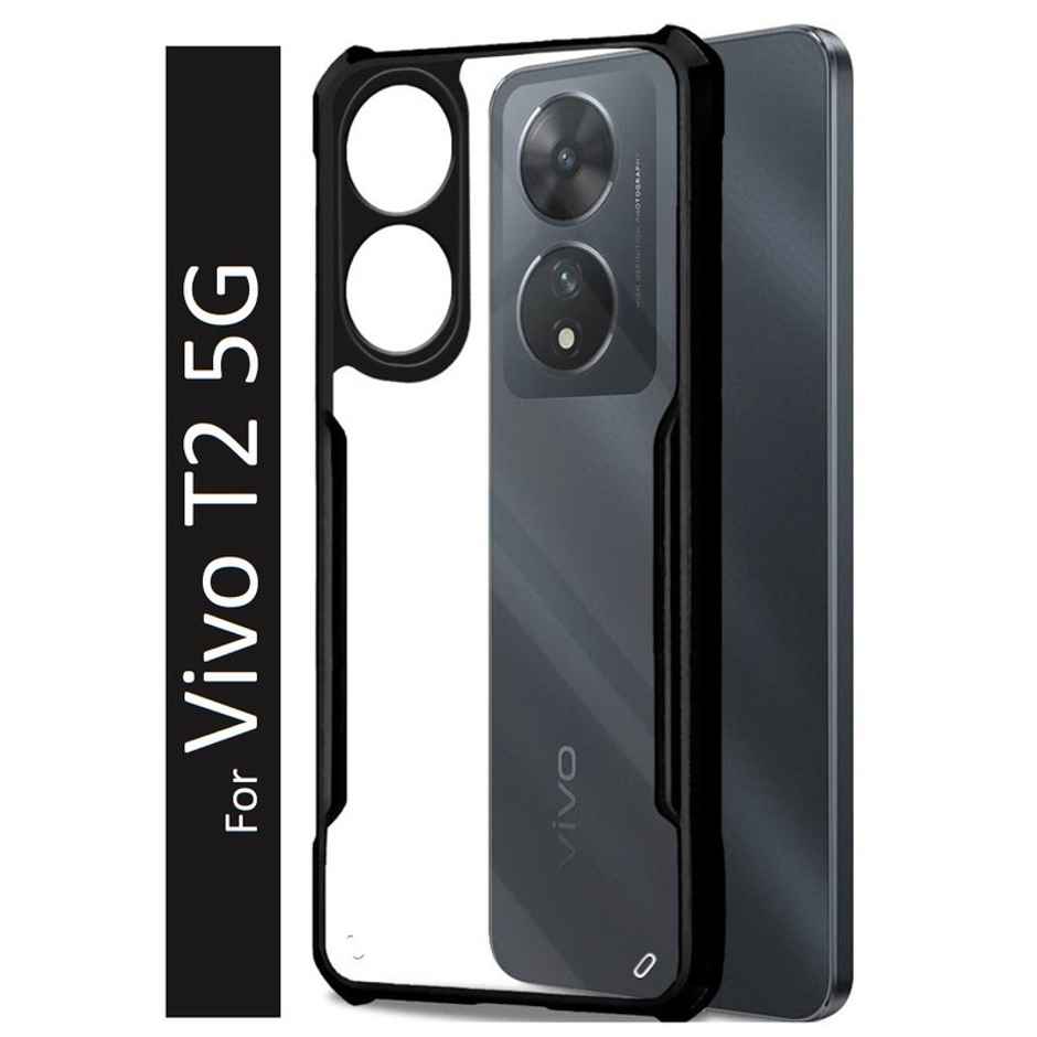 Kwine Case Vivo T2 5G Back Cover - Black Bordered Transparent Case