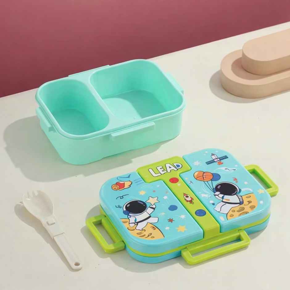 DesignLand Galaxy Astronaut Bento Lunch Box for Kids | Green