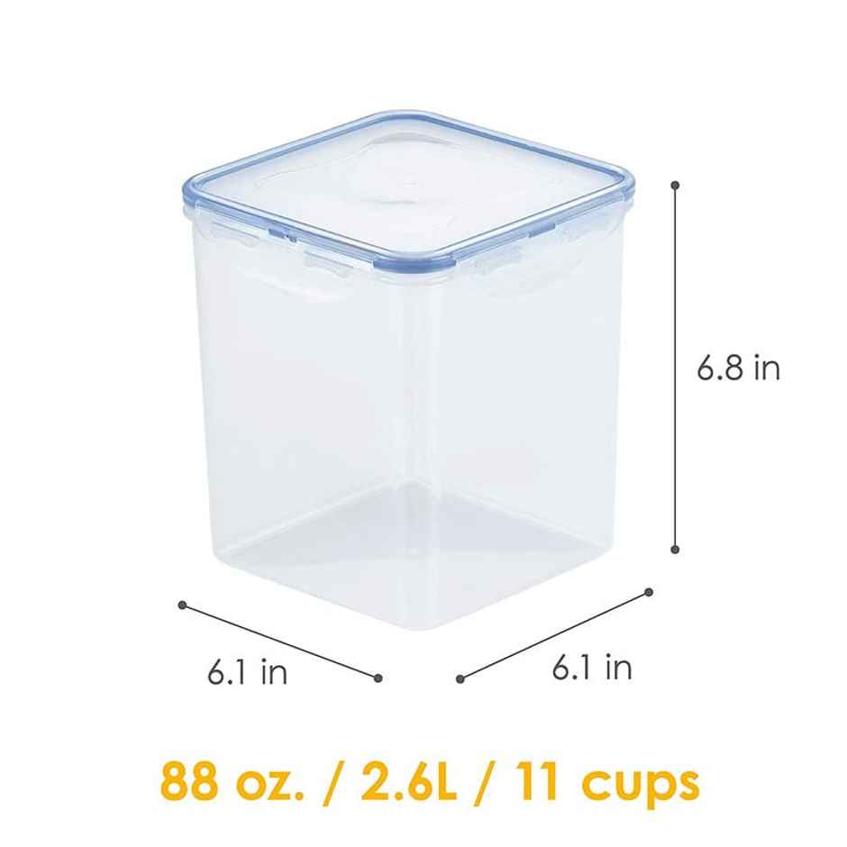 LocknLock HPL822B Classic Tall Square Plastic Airtight Food Storage Container | Transparent - 2.6 L