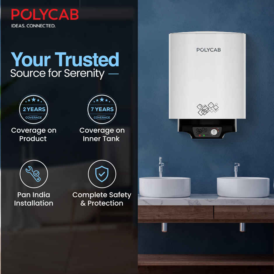 Polycab Celestia 5-Star, 10 Litre, 2Kw Electric Storage Geyser (Water Heater White
