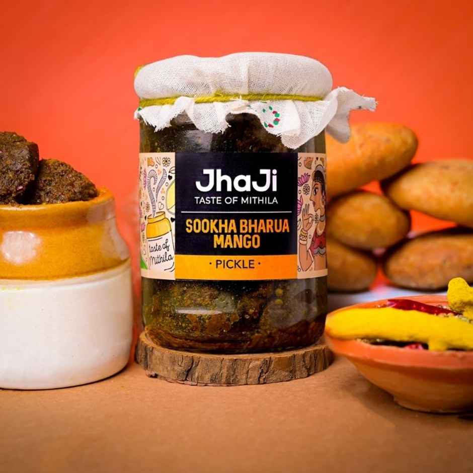JhaJi Taste of Mithila Aam ka Sookha Bharua Achar Dry Stuffed Mango Pickle