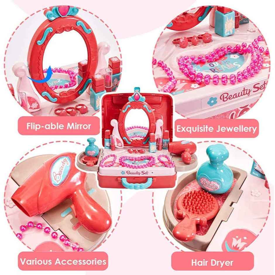 Fablue Portable Beauty Makeup Set for Kids | Convertible Suitcase Fashion Set With Accessories