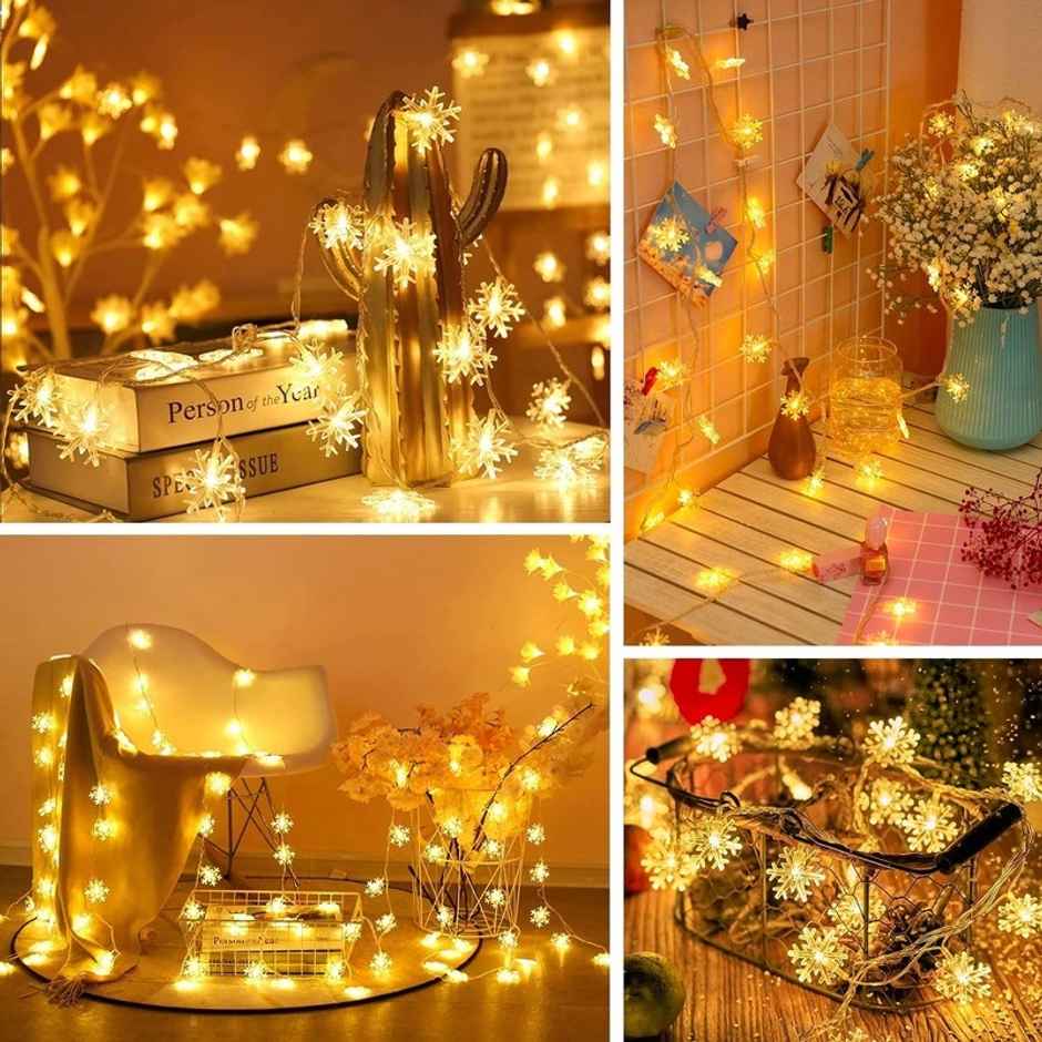 Desidiya Snowflakes Led String Light - Battery Operated Warm White Winter Wonderland Lighting