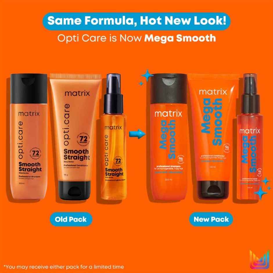 Matrix Mega Smooth Shampoo, Conditioner & Serum Combo, Defy Frizz For 4 Days, For All Hair Types