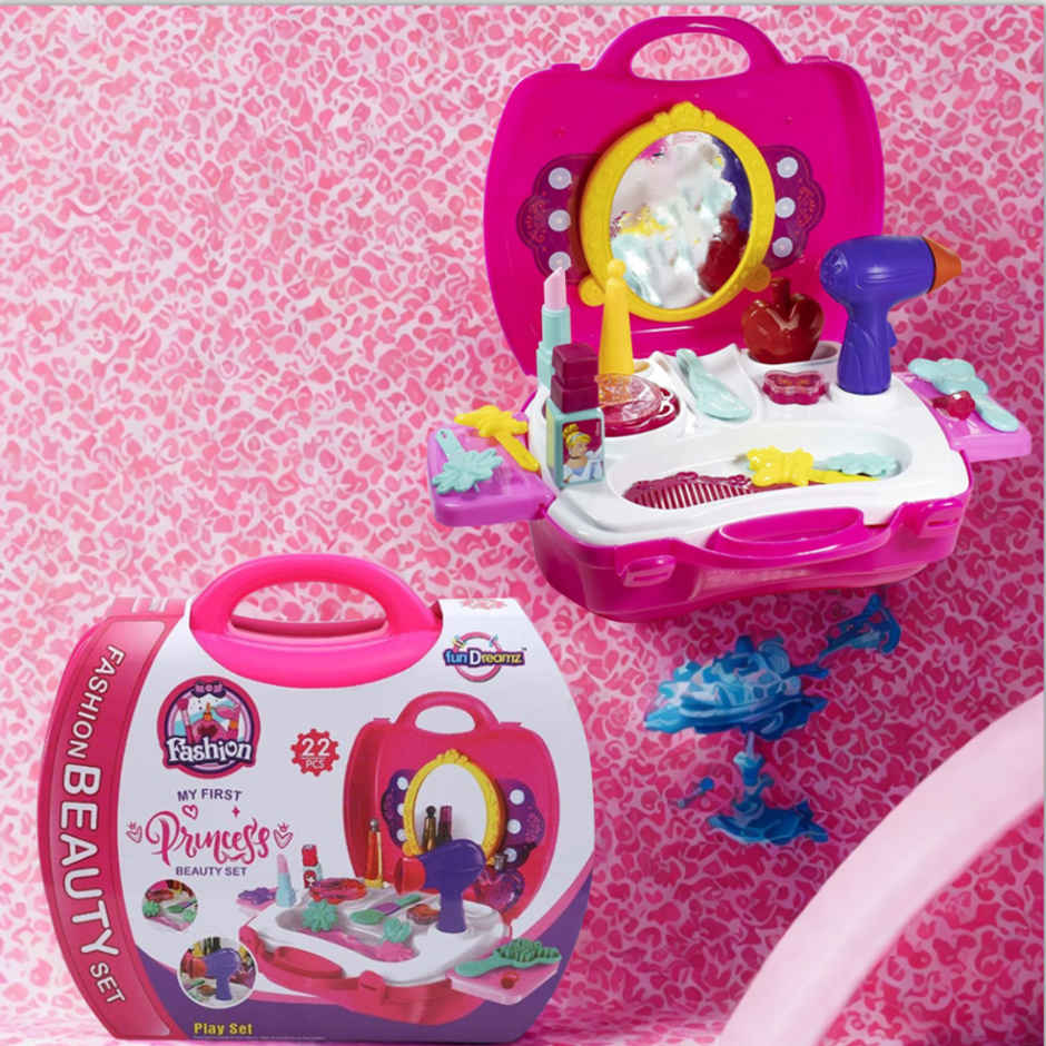 Fablue Fashion Pretend Play Makeup Kit For Kids - Princess Beauty Cosmetic Toy Set