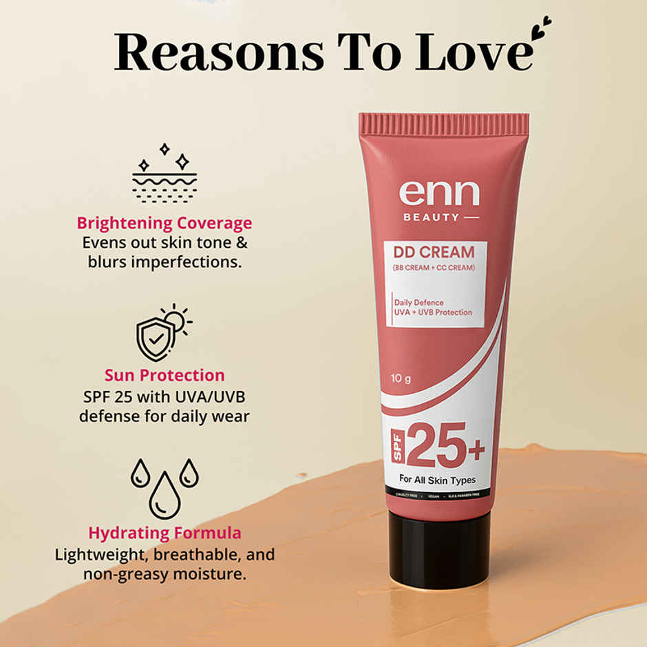 ENN Beauty DD Cream with SPF 25+ | Hydrates | Brightens & Blurs for a No-Makeup | Skinimalist Finish