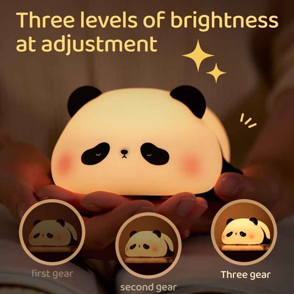 Hashwow Lying Panda Night Light | Soft Silicone | 3-Level Dimmable LED Touch Lamp | Timer Function