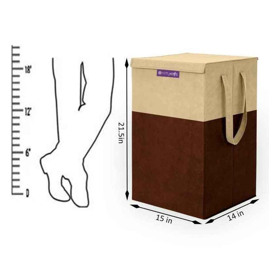 PrettyKrafts 75 L Laundry Basket | Foldable Hamper with Lid for Clothes & Toys - Brown