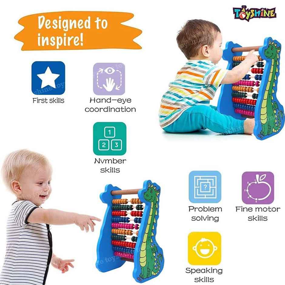 Toyshine Dinosaur Wooden Abacus Learning Play Center, Preschool Math Learning Toy