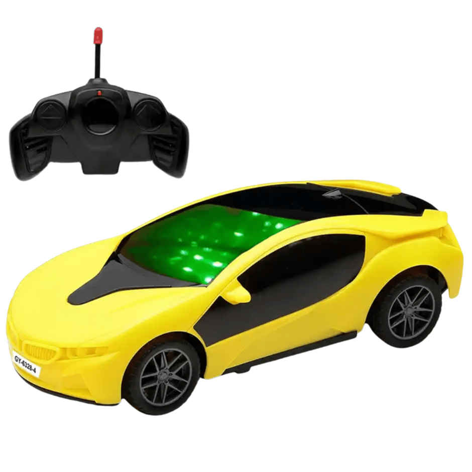 Fablue 3D Lights Famous Remote Control Car Toy For Kids - High Speed Racing Car Toy | Yellow