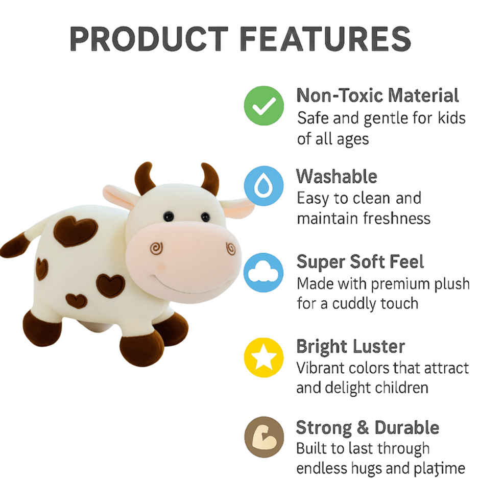 Fablue Cute Baby Cow Stuffed Toy For Kids - Soft Stuffed Animal Toy | White