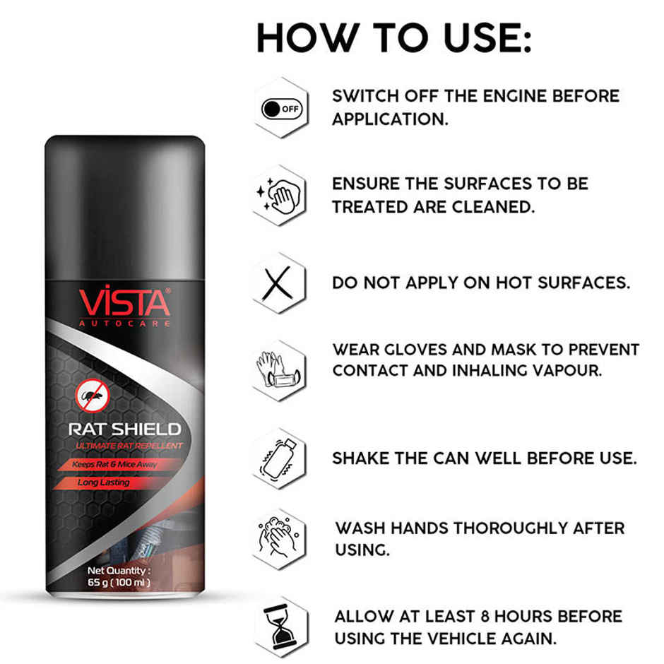 Vista Auto Care Rat Shield - Rodent Repellent for Engine Parts | Wires & Rubber Parts