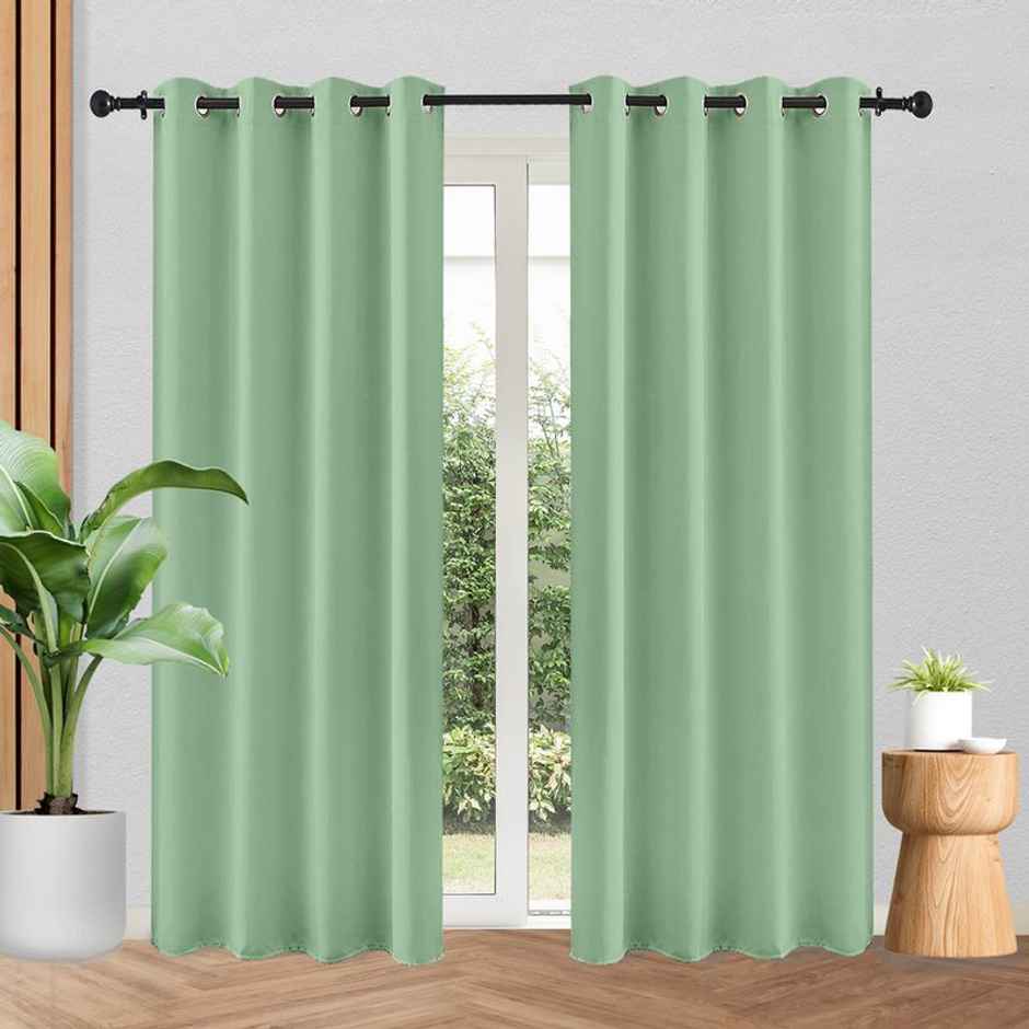 Urban Space Blackout Window Curtains, 5 feet, Set of 2 Curtains, Sage Green