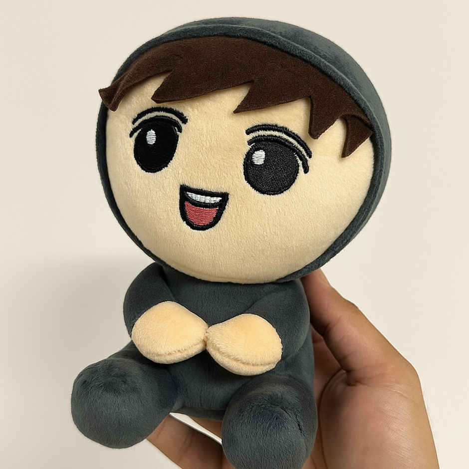 Fablue Stuffed Little Boy Soft Toy For Kids - Sitting Plush Soft Toy | Grey