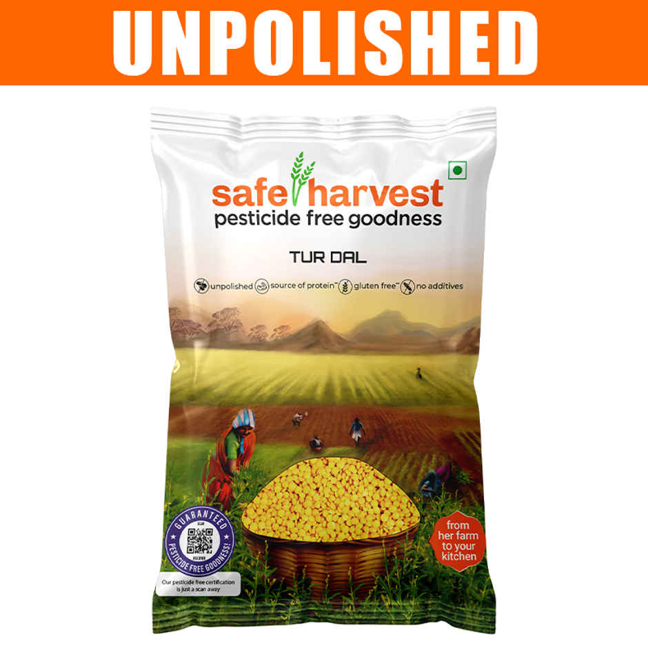 Safe Harvest Pesticide-Free Unpolished Tur Dal | Natural, Chemical-Free, Vegan and Gluten-Free