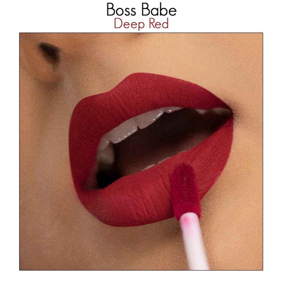 Nykaa All Day Matte Liquid Lipstick - Boss Babe Deep Red | Lightweight