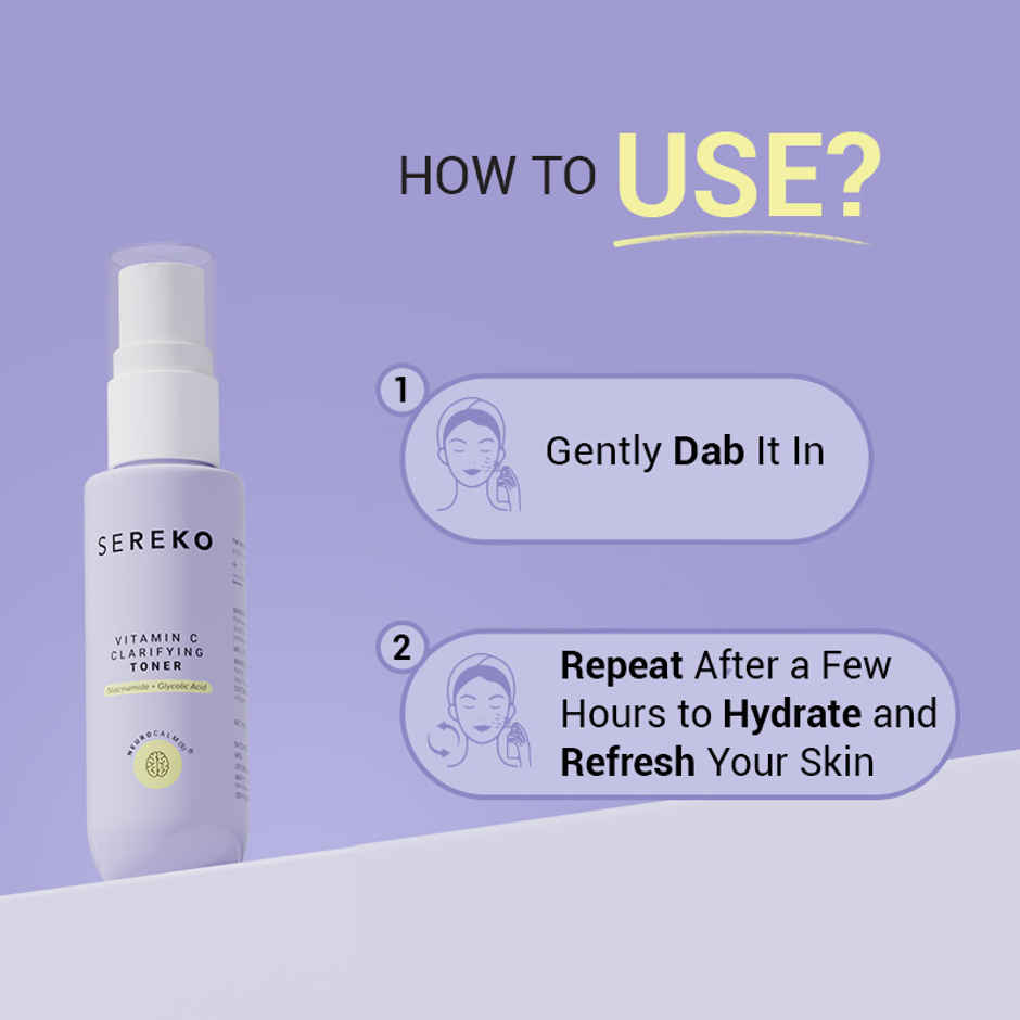 SEREKO Vitamin C Brightening Face Toner with Niacinamide, Glycolic Acid and Fruit Extracts | Works on Acne and Tightening Pores