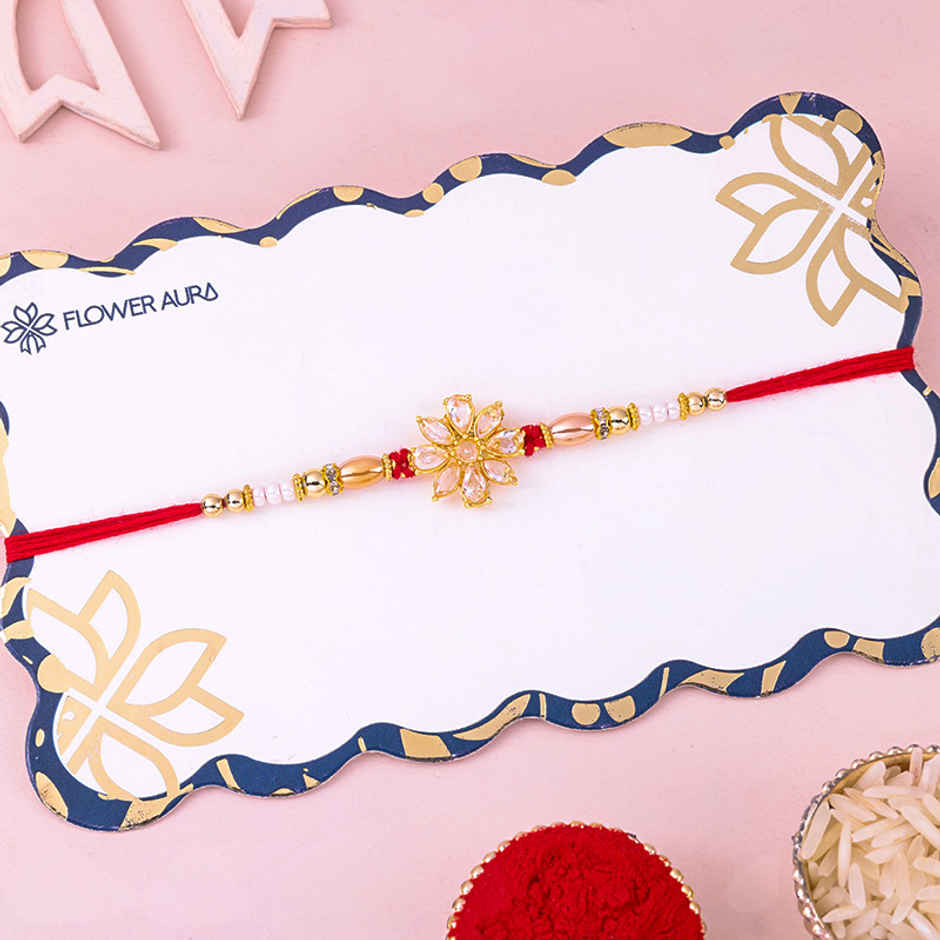 Bhaiya Rakhi | Floral Elegance | Kundan | Pack of 1 | Floweraura