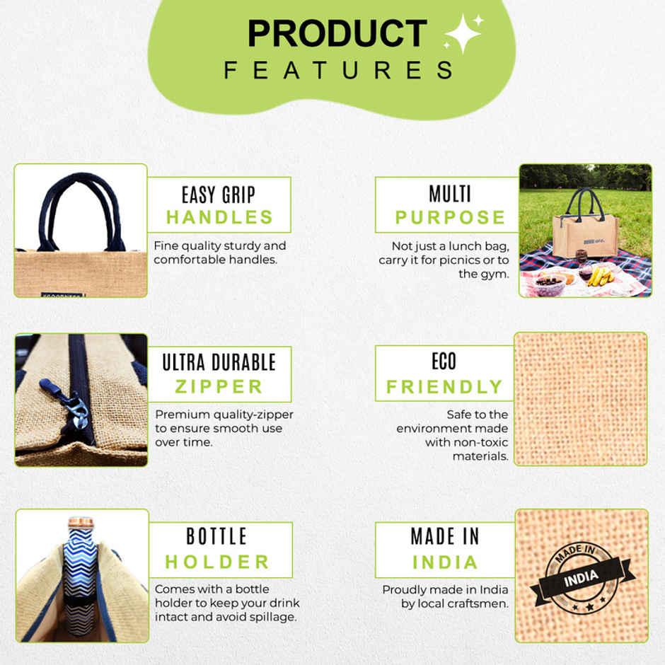 Allo Insulated Jute Lunch Bag | 9L